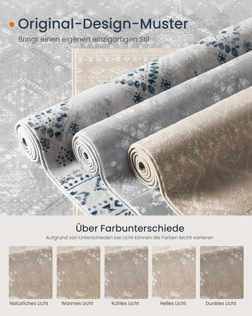 Tapete boho 120 x 170 cm elegante para uma decoração acolhedora da sala de estar bege cappuccino