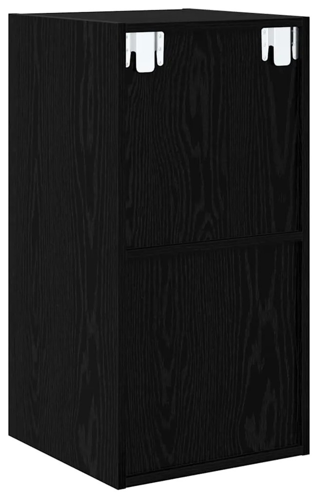Armário de TV de Parede em Carvalho Preto - 37 x 37 x 72 cm, Feito em