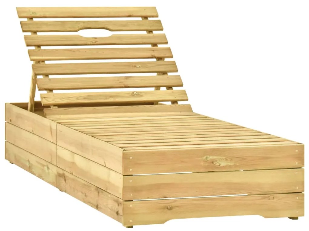 Espreguiçadeira de jardim com mesa e almofadão pinho impregnado