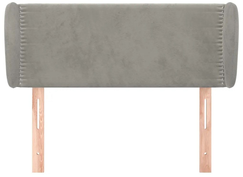 Cabeceira de cama c/ abas veludo 83x23x78/88 cm cinzento-claro