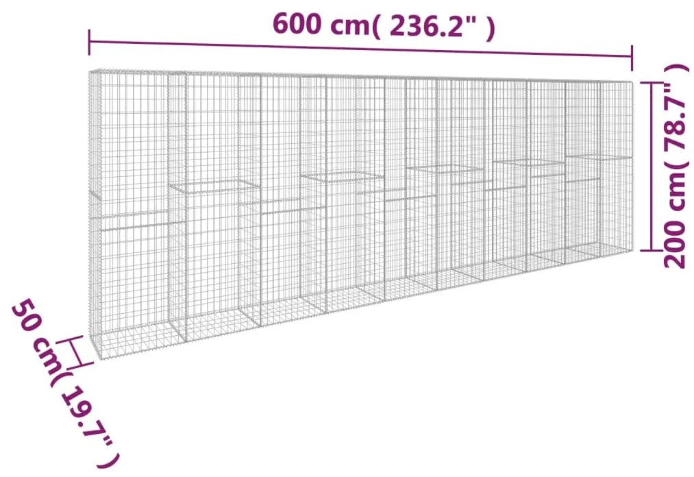 Muro gabião com tampa 600x50x200 cm aço galvanizado