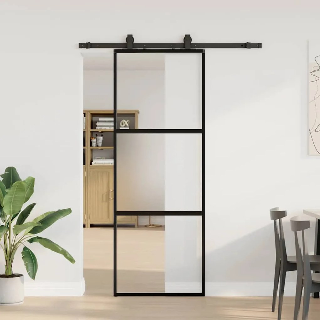 vidaXL Porta deslizante c/ conj. ferragens 76x205 cm vidro temperado