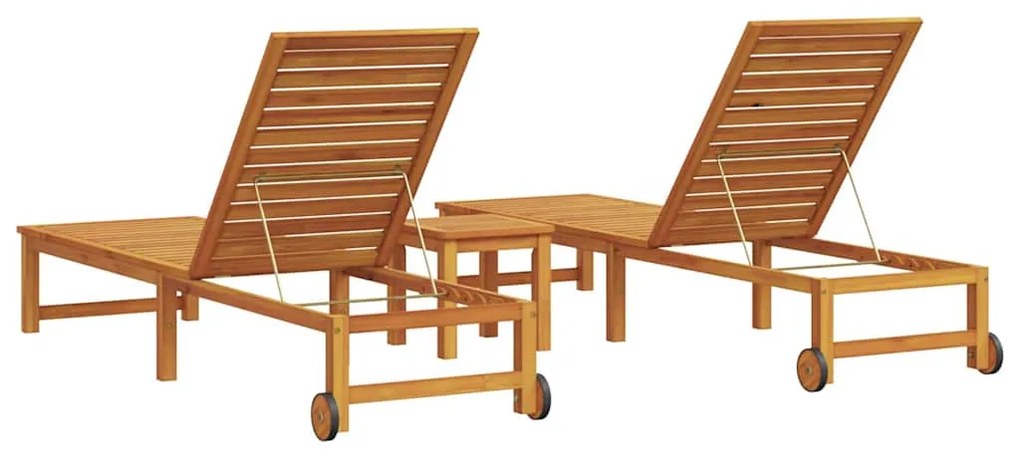 Espreguiçadeira com Mesa em Madeira Sólida de Acácia