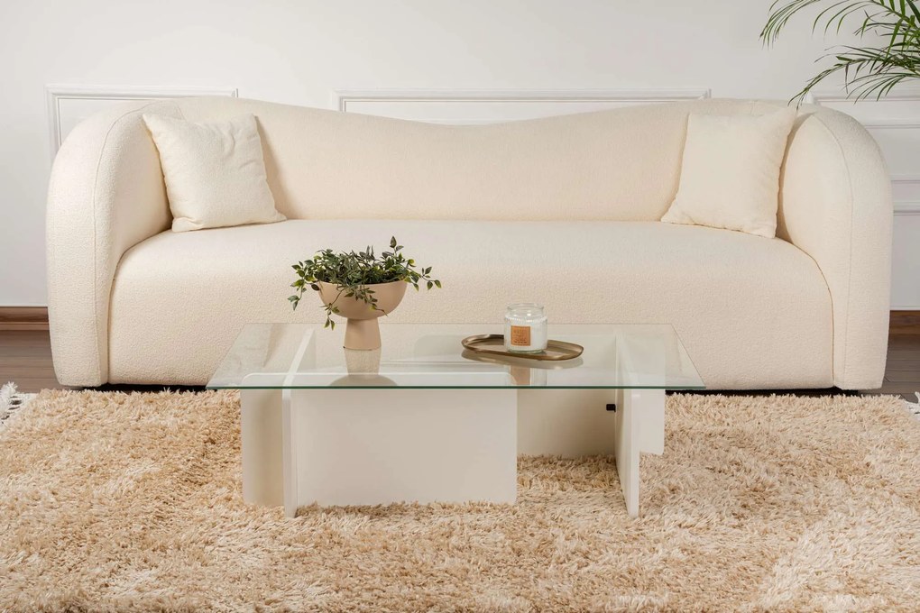 Mesa de Café Flavio - Branco Madeira - 105x30x65 cm