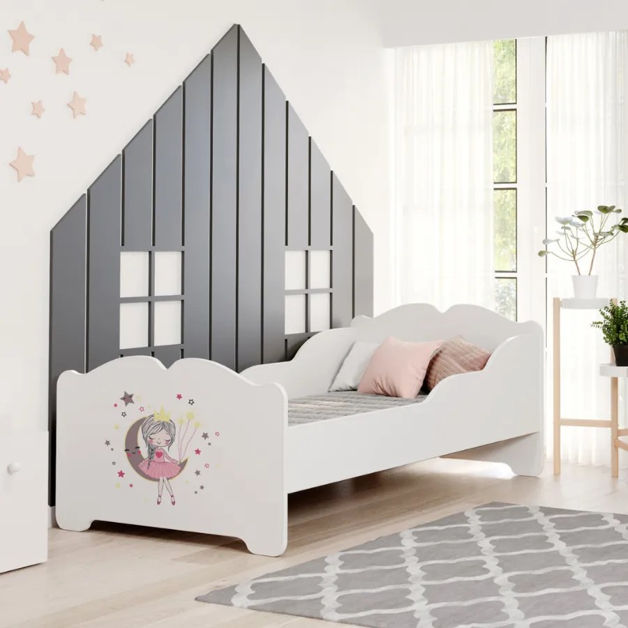 Cama infantil ANNA branca 160x80 - princesa adormecida - colchão e estrado incluído