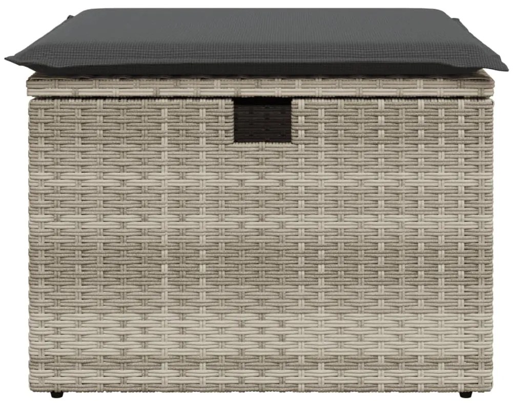 Banco de jardim com almofada 55x55x37 cm vime PE cinzento claro