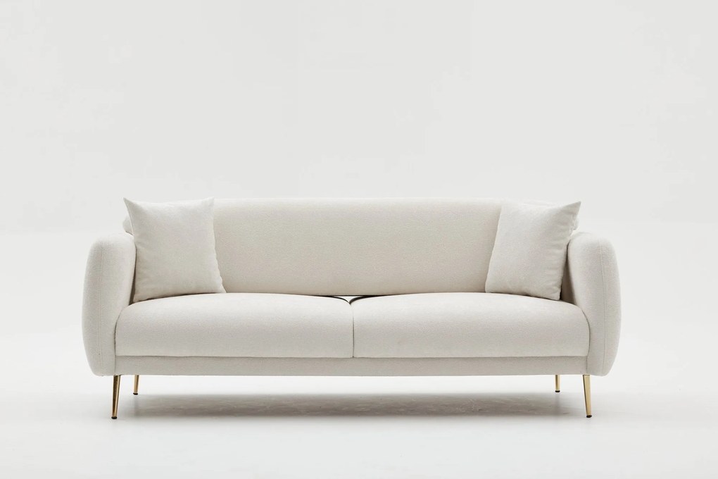 Sofá-Cama 3 Lugares Simena – Creme Dourado – 210 cm x 80 cm x 95 cm