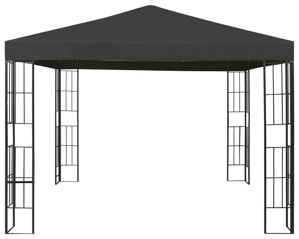 Gazebo com cordões de luzes LED 3x3 m antracite