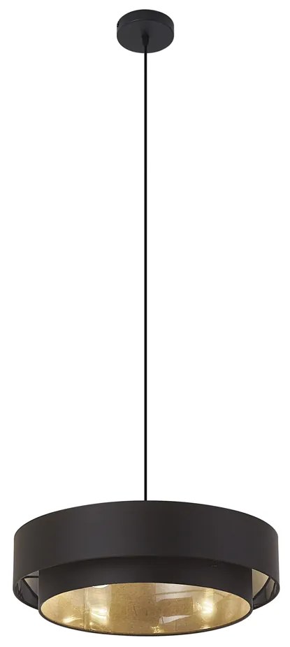 Candeeiro suspenso moderno preto 50cm 3-luzes - Drum Duo