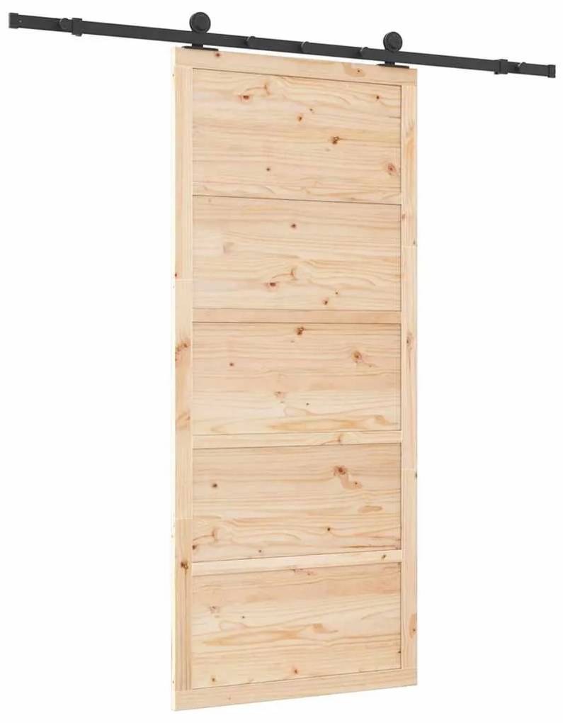 Porta Deslizante Castanho 100 x 208 cm Madeira de pinho maciça