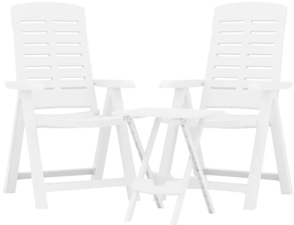 3 pcs conjunto de jantar para jardim polipropileno branco