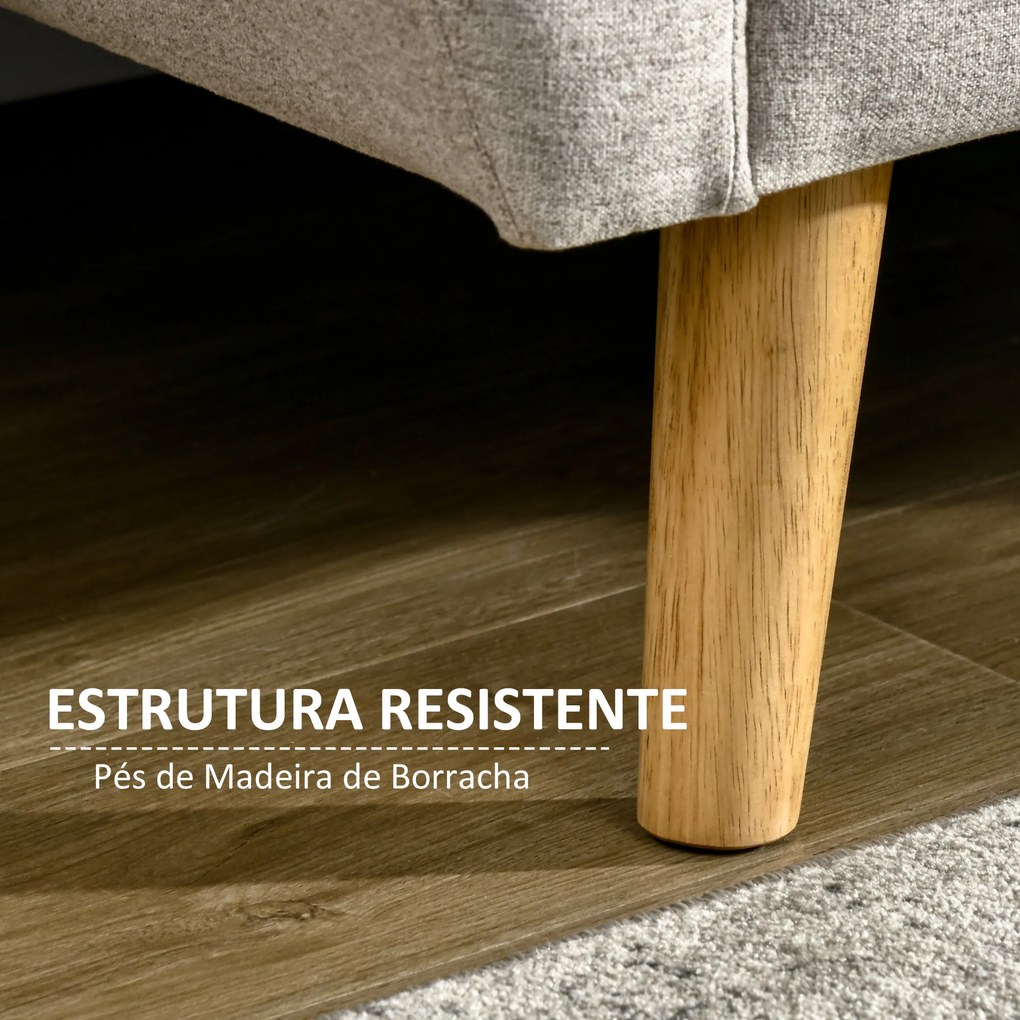 HOMCOM Sofá de 2 Lugares Estofado em Linho Sintético Sofá Moderno de Sala de Estar com 2 Almofadas Amovíveis Apoio para os Braços e Pés de Madeira 149x76,5x86cm Creme