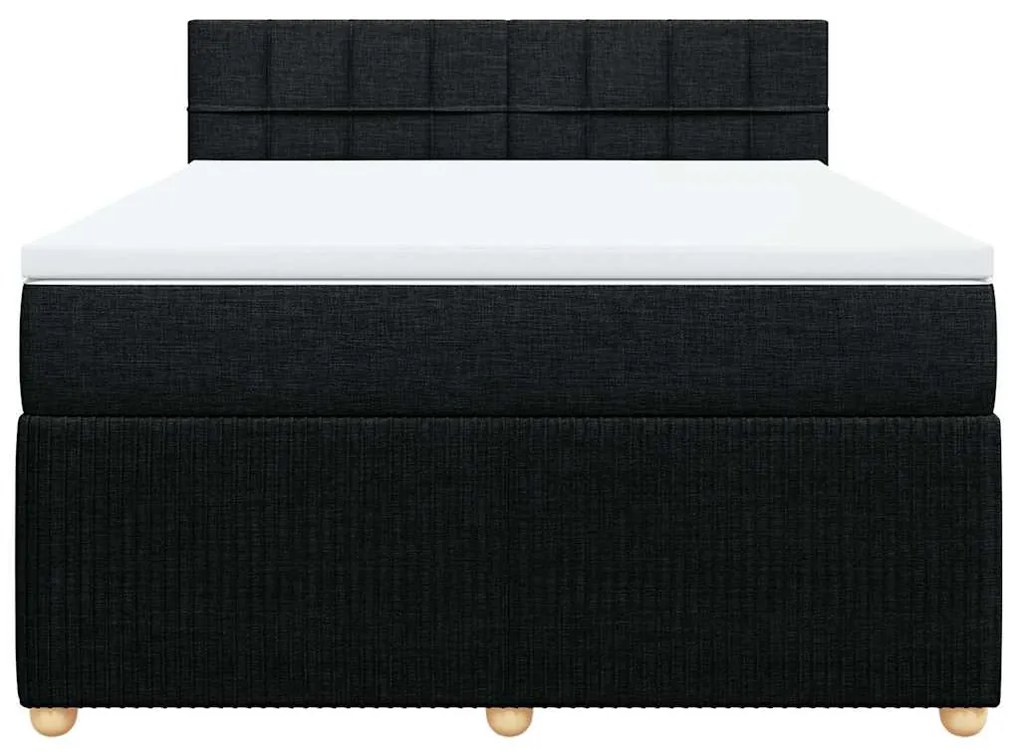 Cama com molas/colchão 160x200 cm tecido preto