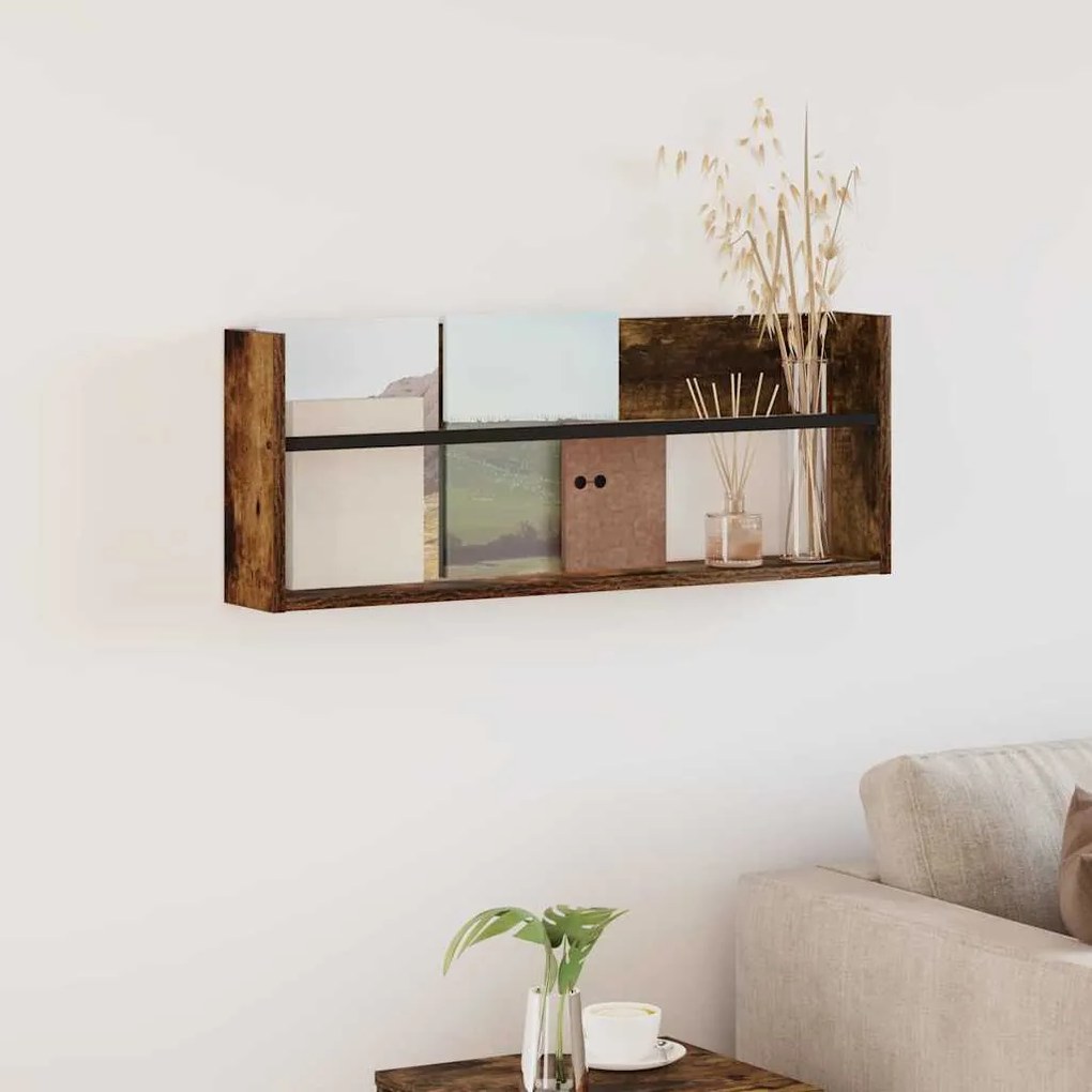 vidaXL Estante de Revistas Carvalho Defumado 80 x 12 x 30 cm