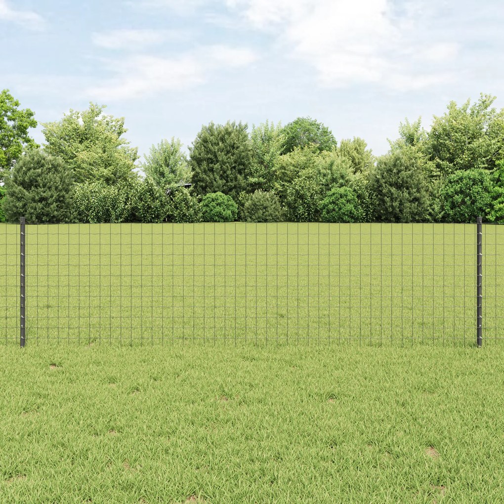 vidaXL Cercas Euro com 22 Postes U Cinza 0,6x50 m Aço