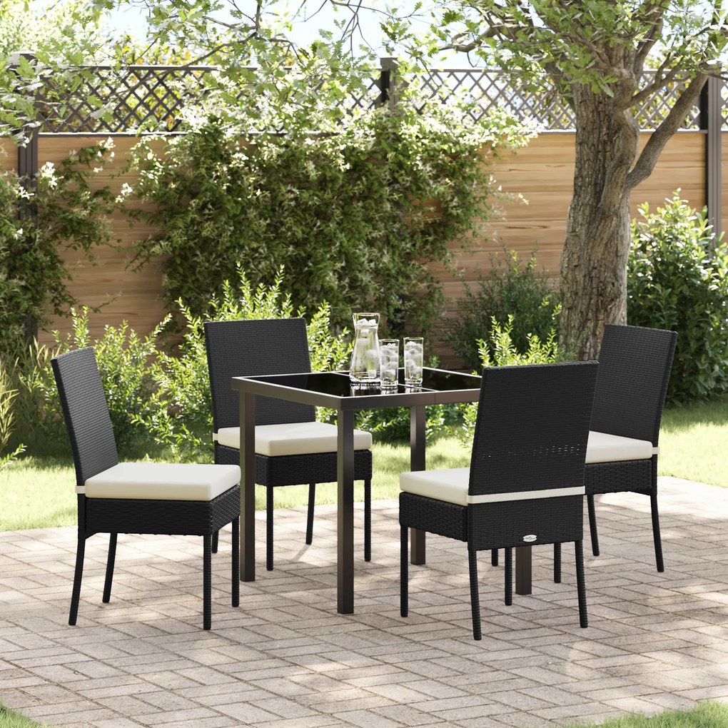 vidaXL Conjunto de Jantar de Jardim de 5 Peças Preto Rattan de Poliéster