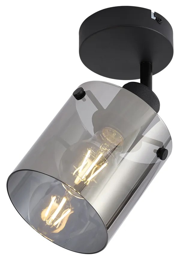 Foco de parede de design preto com vidro fumado - Domo Moderno