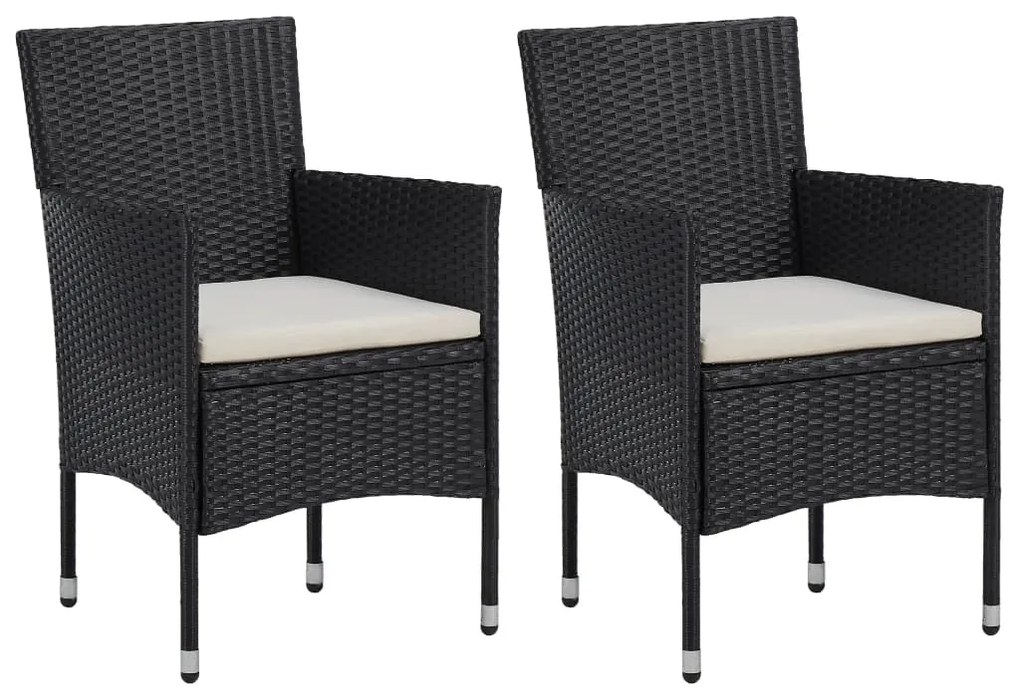 46179 vidaXL Cadeiras de jantar para jardim 2 pcs vime PE preto
