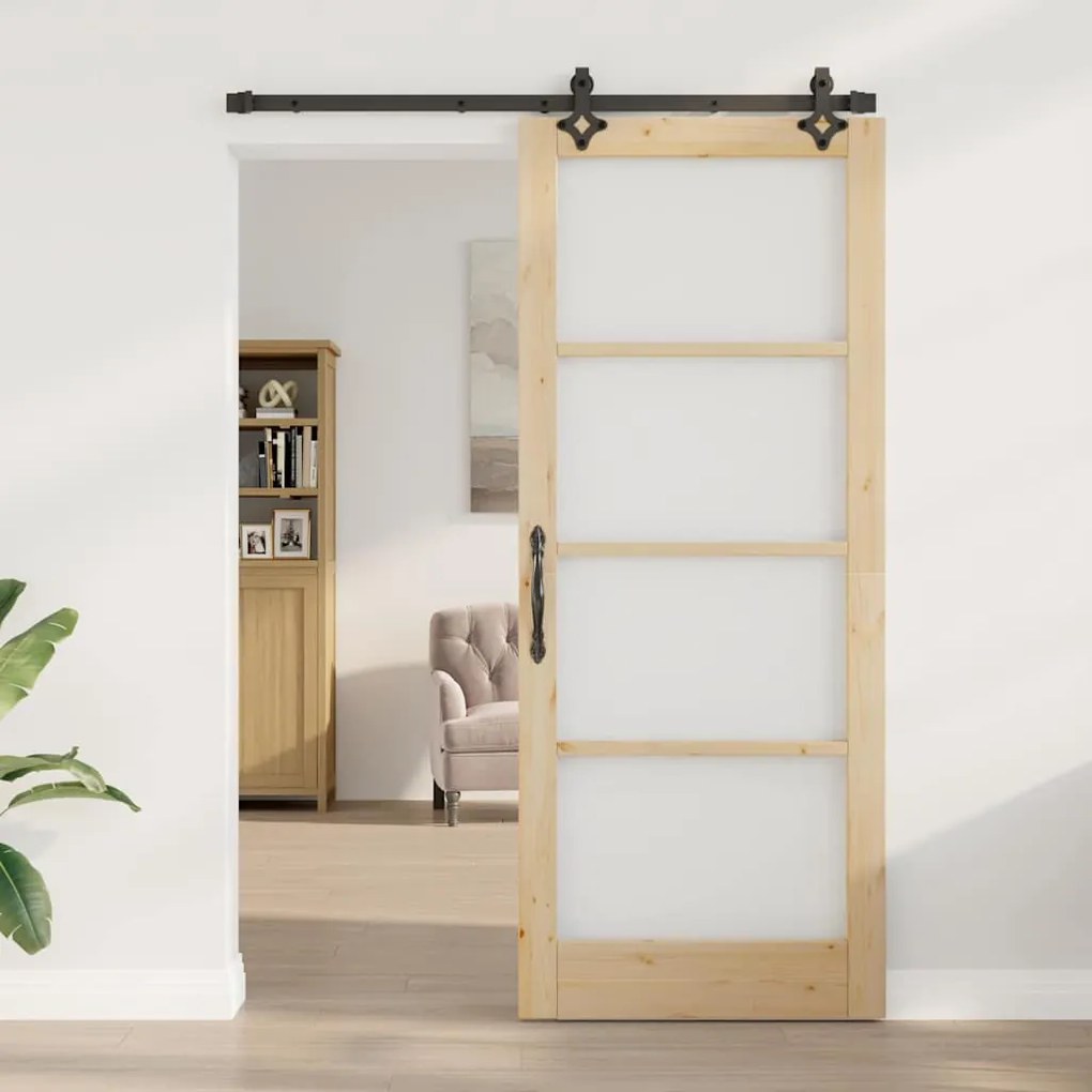 Porta Deslizante vidaXL com Conjunto de Ferragens 86x211 cm Madeira de