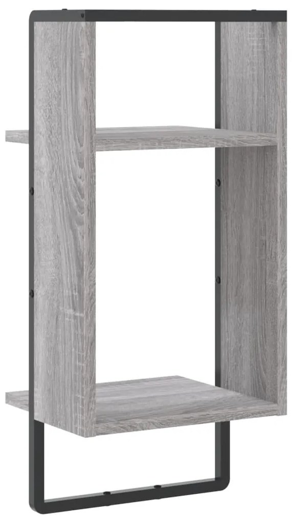 Prateleira de parede com barra 30x25x65 cm cinzento sonoma
