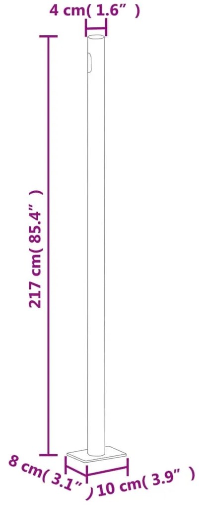 Toldo lateral retrátil para pátio 220x600 cm vermelho