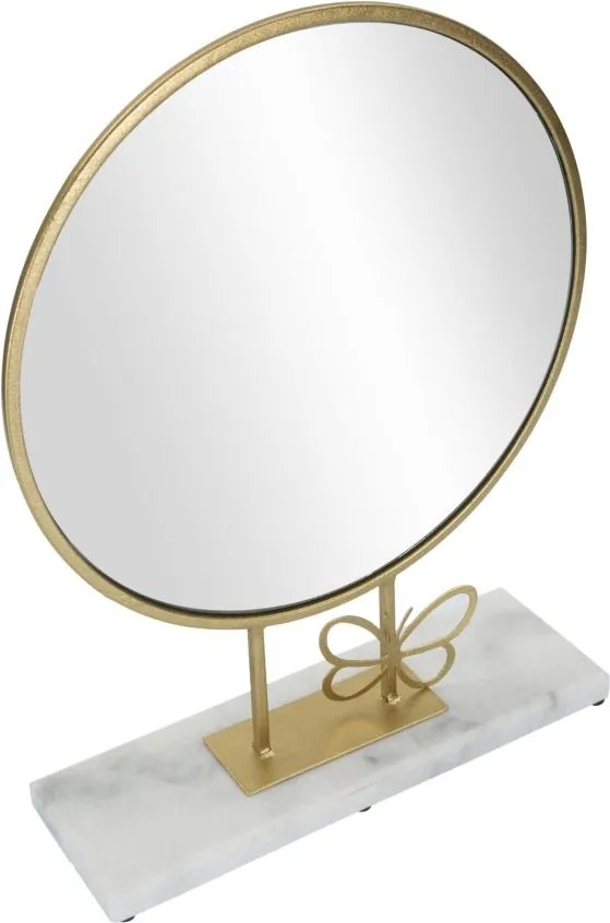 ESPELHO DE MESA BORBOLETA 30X9X39,5 CM DOURADO E MÁRMORE