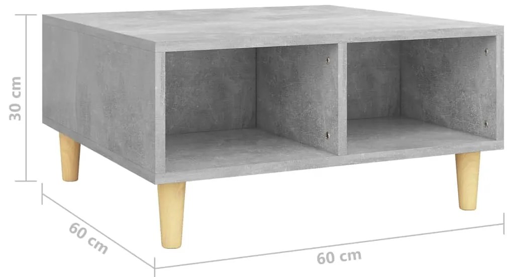 Mesa de centro 60x60x30 cm derivados de madeira cinza cimento