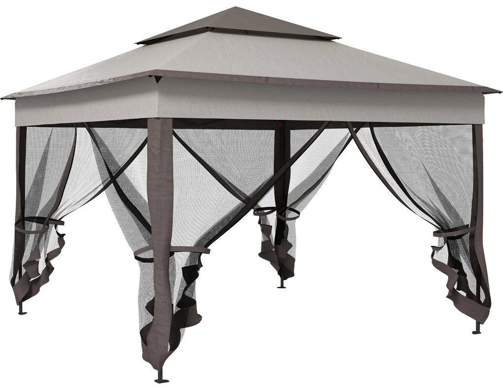 Tenda Dobrável Exterior 325x325x270 cm Tenda de Jardim com Teto Duplo