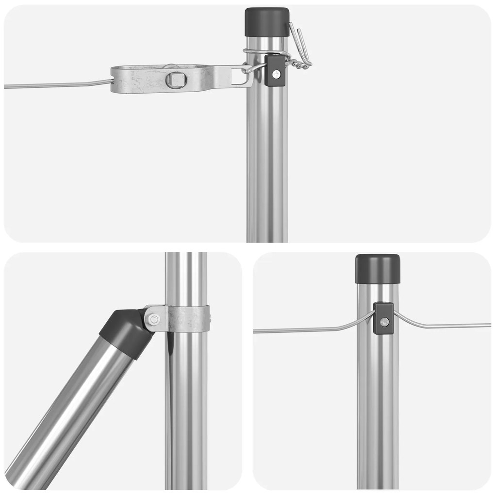 Postes de Cerca vidaXL 26 pcs Ø32 mm 100 cm em Aço Galvanizado