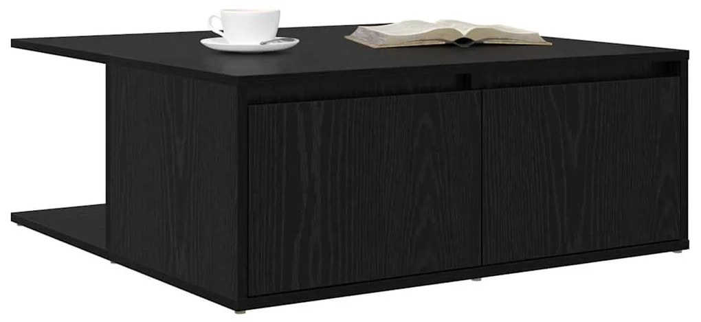 Mesa de centro com gaveta com armazenamento Carvalho preto 80 x 80 x 3