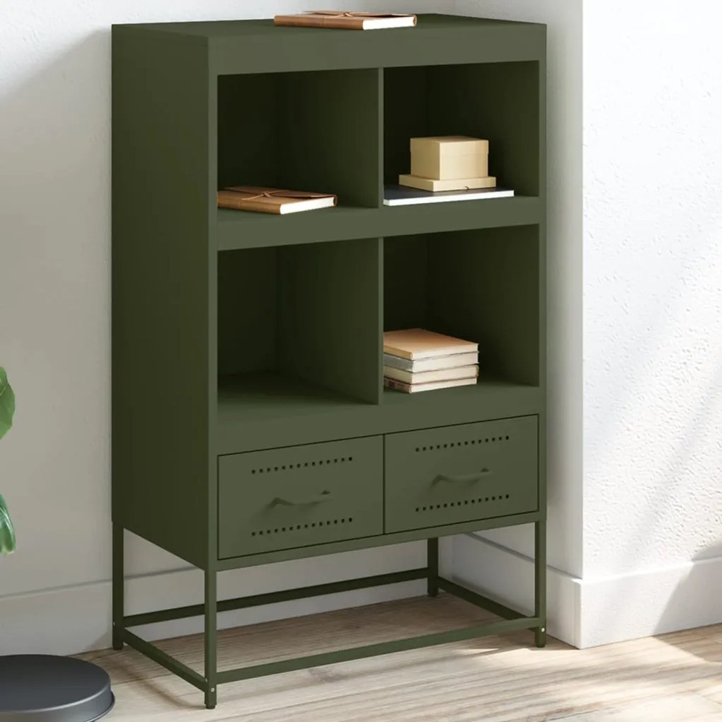 vidaXL Móvel alto 68x39x111,5 cm aço verde azeitona