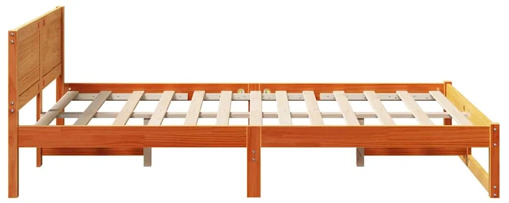 Cama Marrom Encerado Madeira de Pinho Sólido 140 x 190 cm Durável