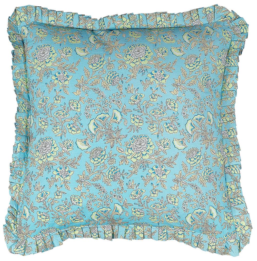Conjunto de 2 almofadas decorativas com padrão de flores em algodão azul 45 x 45 cm AMOENA Beliani