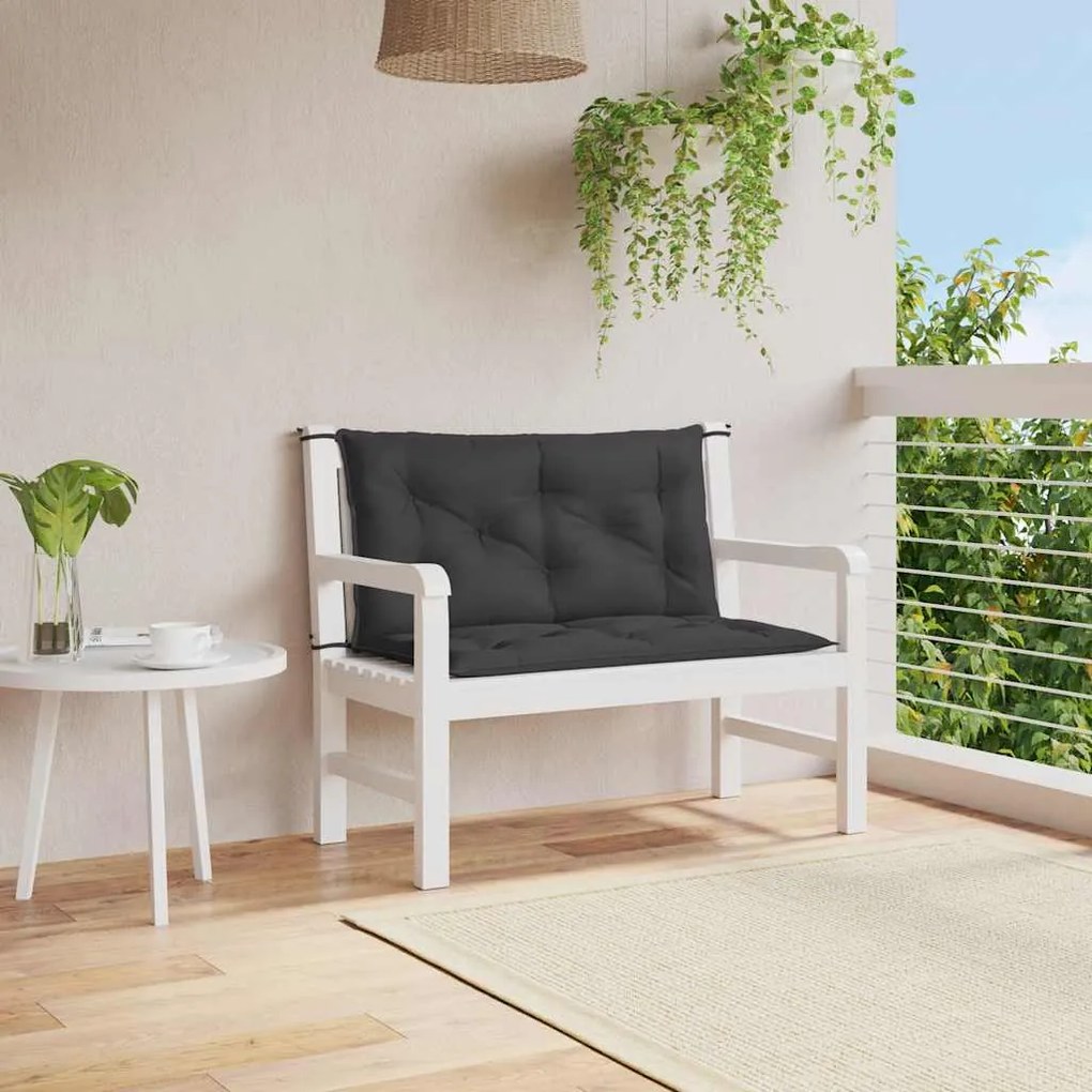 vidaXL Almofadão p/ banco jardim 100x(50+50)x7cm tecido oxford preto