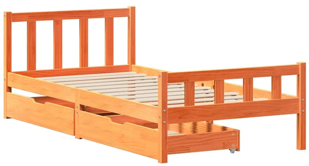 Cama sem colchão 75x190 cm madeira de pinho maciça castanho-mel