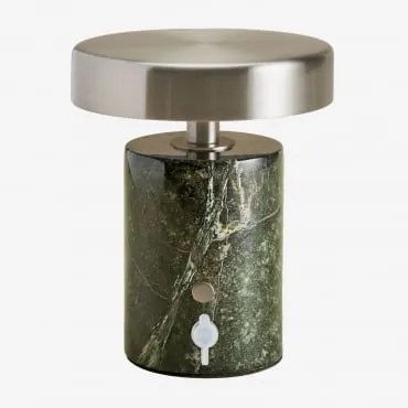 Lâmpada De Mesa Led Sem Fios Em Ferro E Pedra Natural Isasia Mármore Verde Forest - Sklum