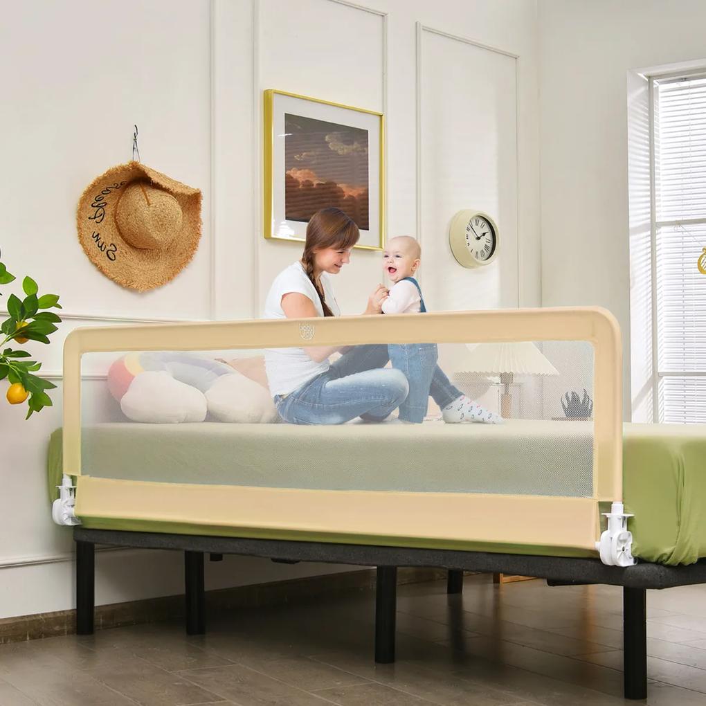 Barra segurança bebés de cama dobrável de 180 cm malha universal para colchão duplo único 180 x 37 x 56 cm Bege