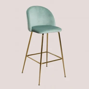 Pacote De 4 Bancos Altos Em Veludo Kana Design Dourado & Verde Abeto & ↑75 Cm - Sklum
