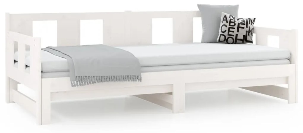 Estrutura sofá-cama de puxar 2x(90x200) cm pinho maciço branco