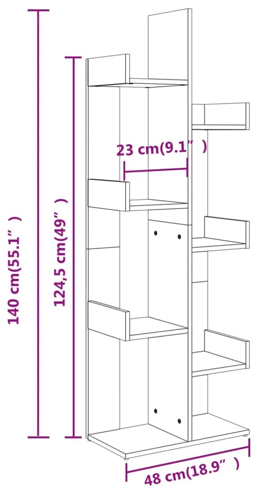Estante 48x25,5x140 cm derivados de madeira cinzento cimento