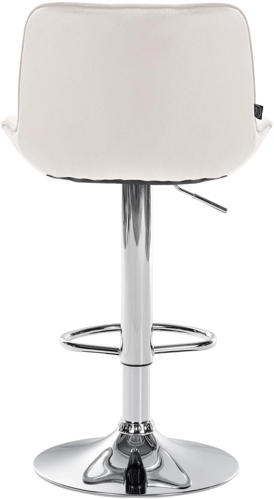 Banco alto em veludo com estrutura prateada 85-106 x 49 x 51 cm cor creme