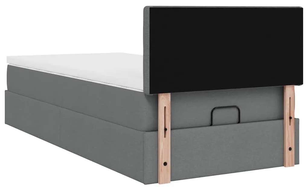 Estrutura cama otomana colchão 100x200cm tecido cinzento escuro
