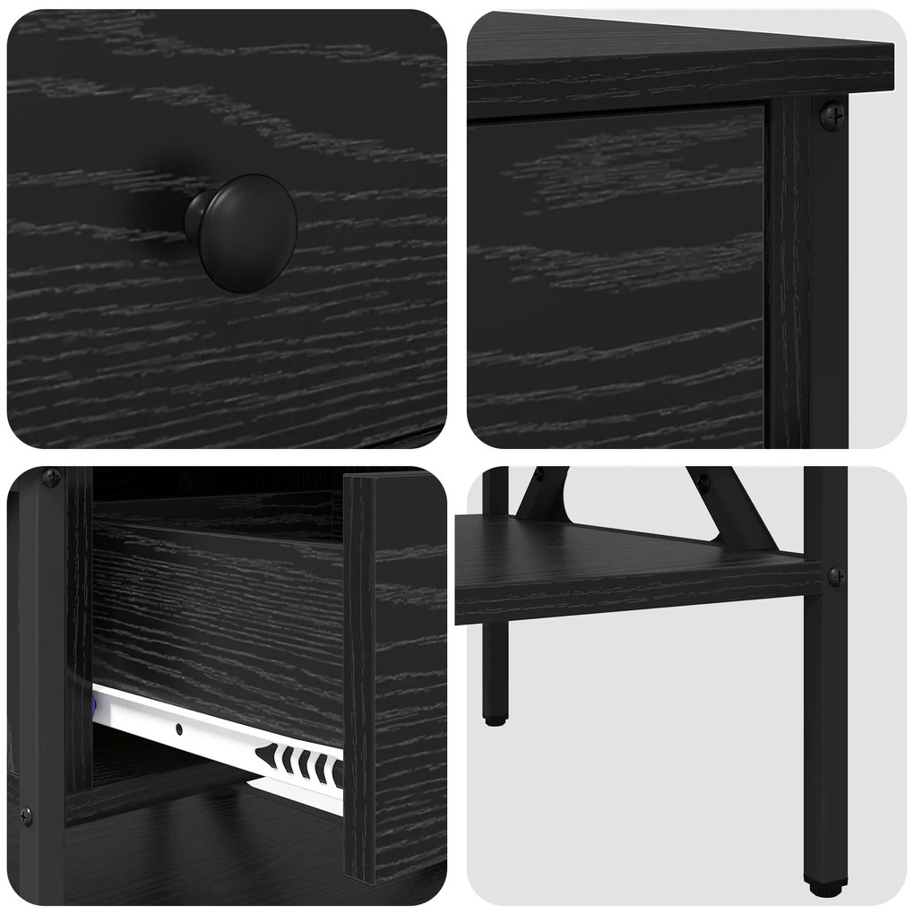 Mesas de cabeceira 2 pcs Carvalho Preto 40x42x45 cm Madeira engenheira