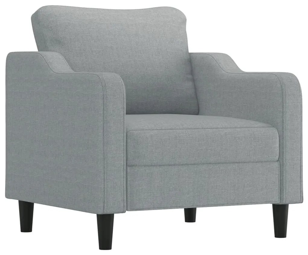 4 pcs conjunto de sofás com almofadas tecido cinzento-claro