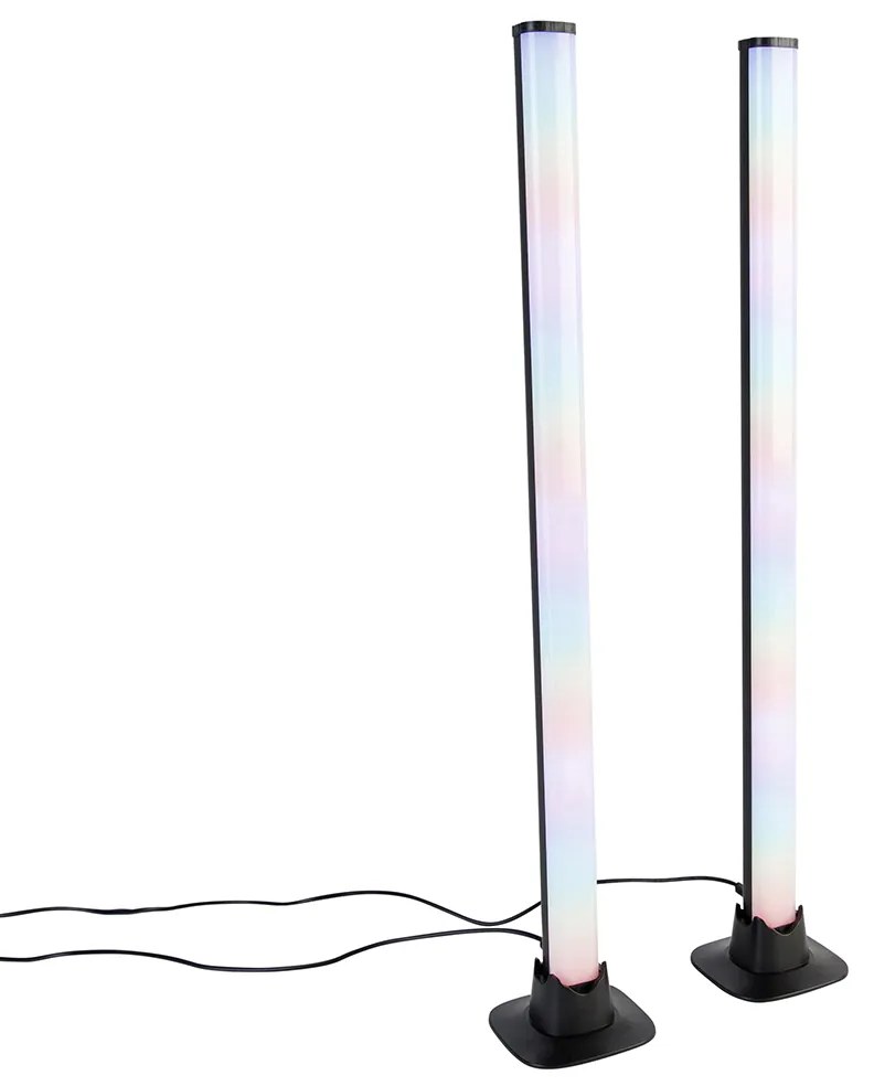 Candeeiro de mesa preto com LED, comando remoto e RGB - Arnold Moderno