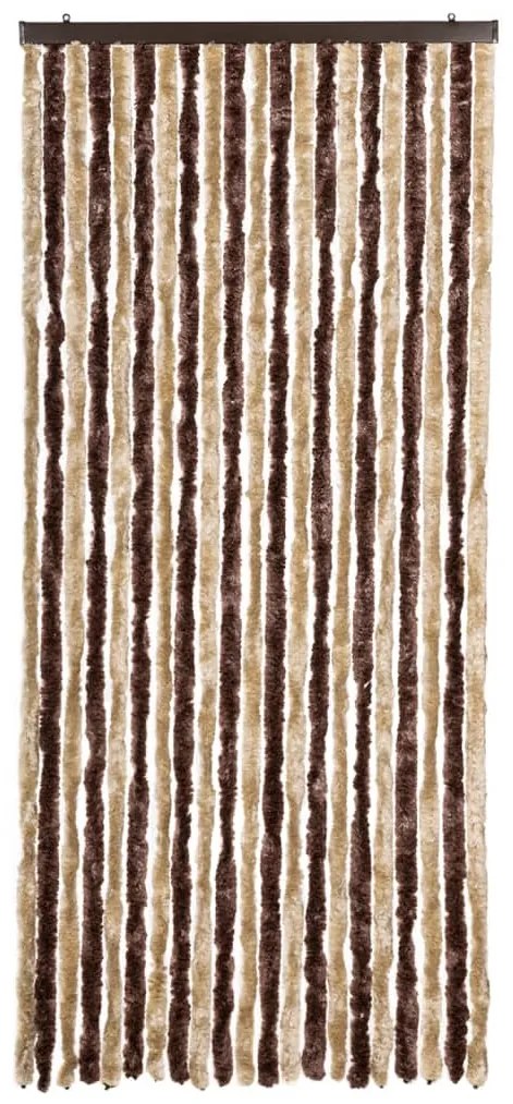 Cortina anti-insetos 90x220 cm chenille bege e castanho claro