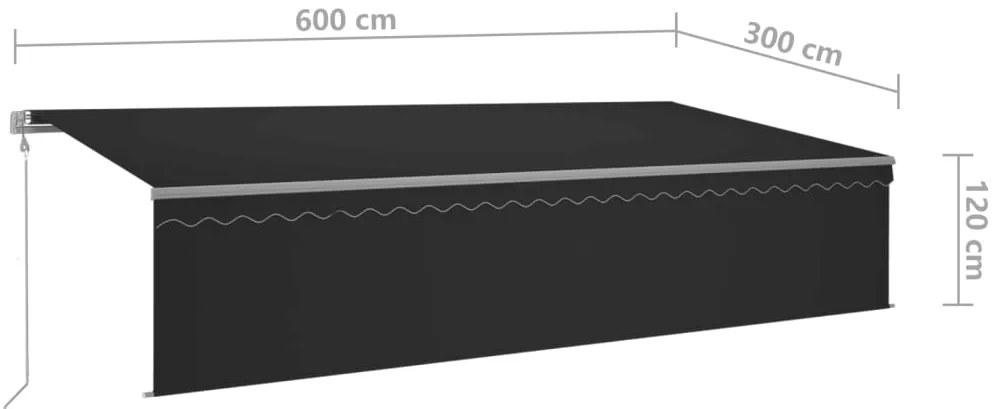 Toldo automático c/ estore/LED/sensor de vento 6x3 m antracite