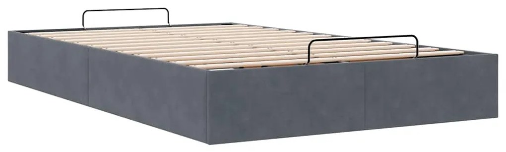 Otomano Bed Frame No Colchão Cinzento Escuro 120x200 cm Veludo