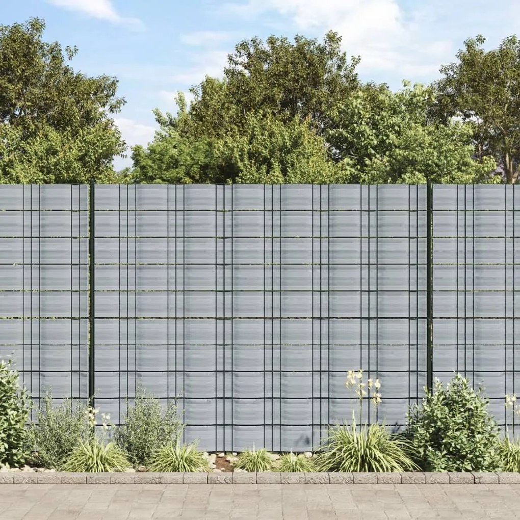 Telas privacidade p/ jardim 10 pcs 252,5x19 cm PVC cinzento
