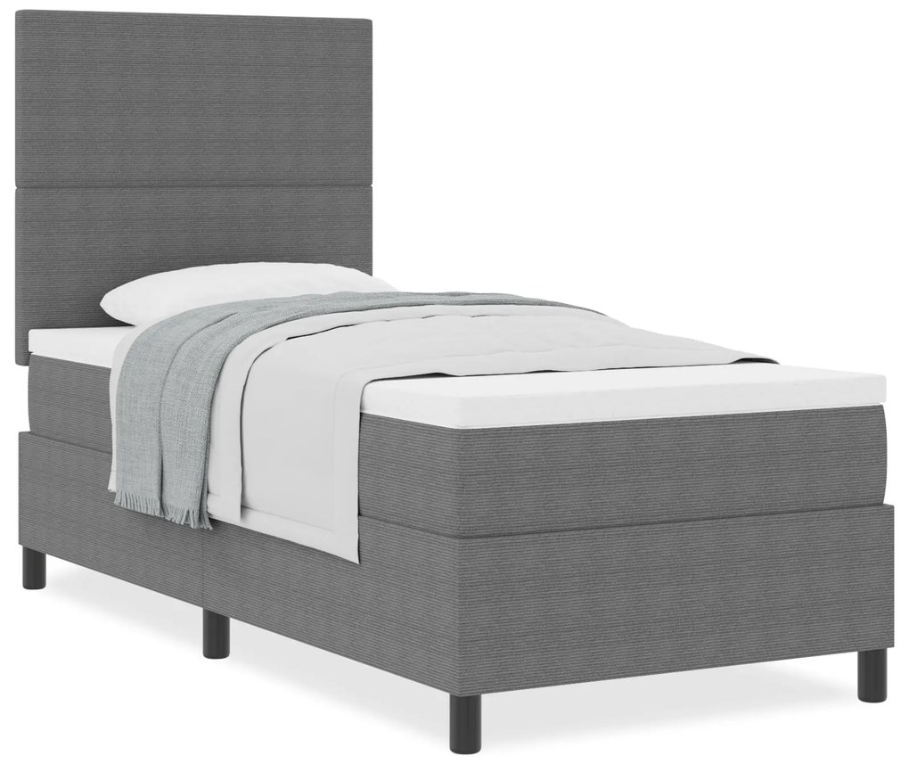 Cama Box Spring com Colchão Cinza Claro 90x200 cm Tecido de Veludo Cot